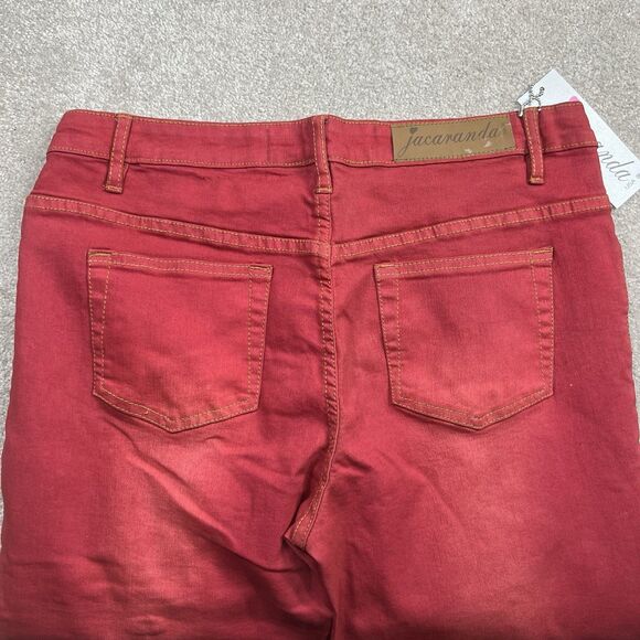 Jacaranda woman’s size 9 jeans Nwt beaded floral details studded bootcut Red - Picture 8 of 10